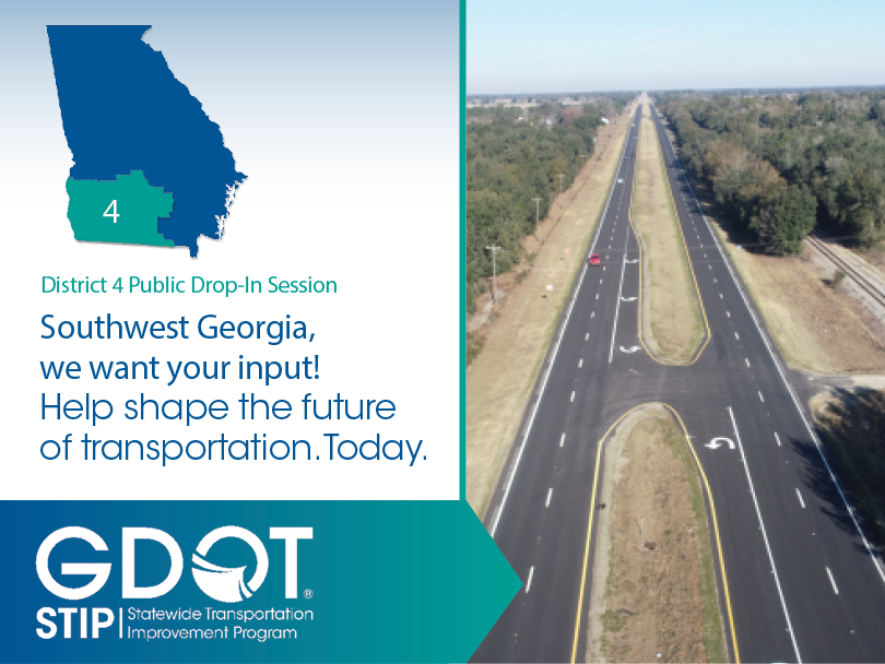GDOTSW's tweet photo. District 4โhelp shape Southwest GAโs transportation! ๐พ๐ฃ๏ธ Drop in July 27, 5-7 pm at Margaret Jones Public Library to talk with Georgia DOT about planned STIP projects. Canโt make it? Share your feedback online.
Learn more:โฏhttps://t.co/VUqSIRYrdaโฏ#SouthwestGA #STIP https://t.co/SoAe4s1Tco