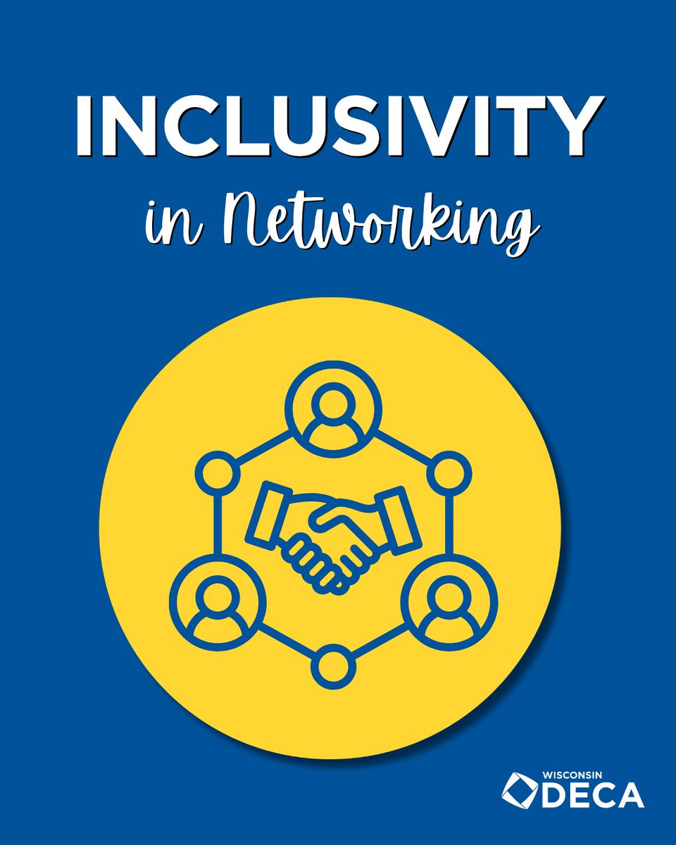 WI_DECA's tweet photo. Networking is for everyone. Learn more above about how you can promote inclusivity while networking! 💙🤝

#wideca #nextbigthing #networking
@DECAInc https://t.co/4hSq5xSYxm