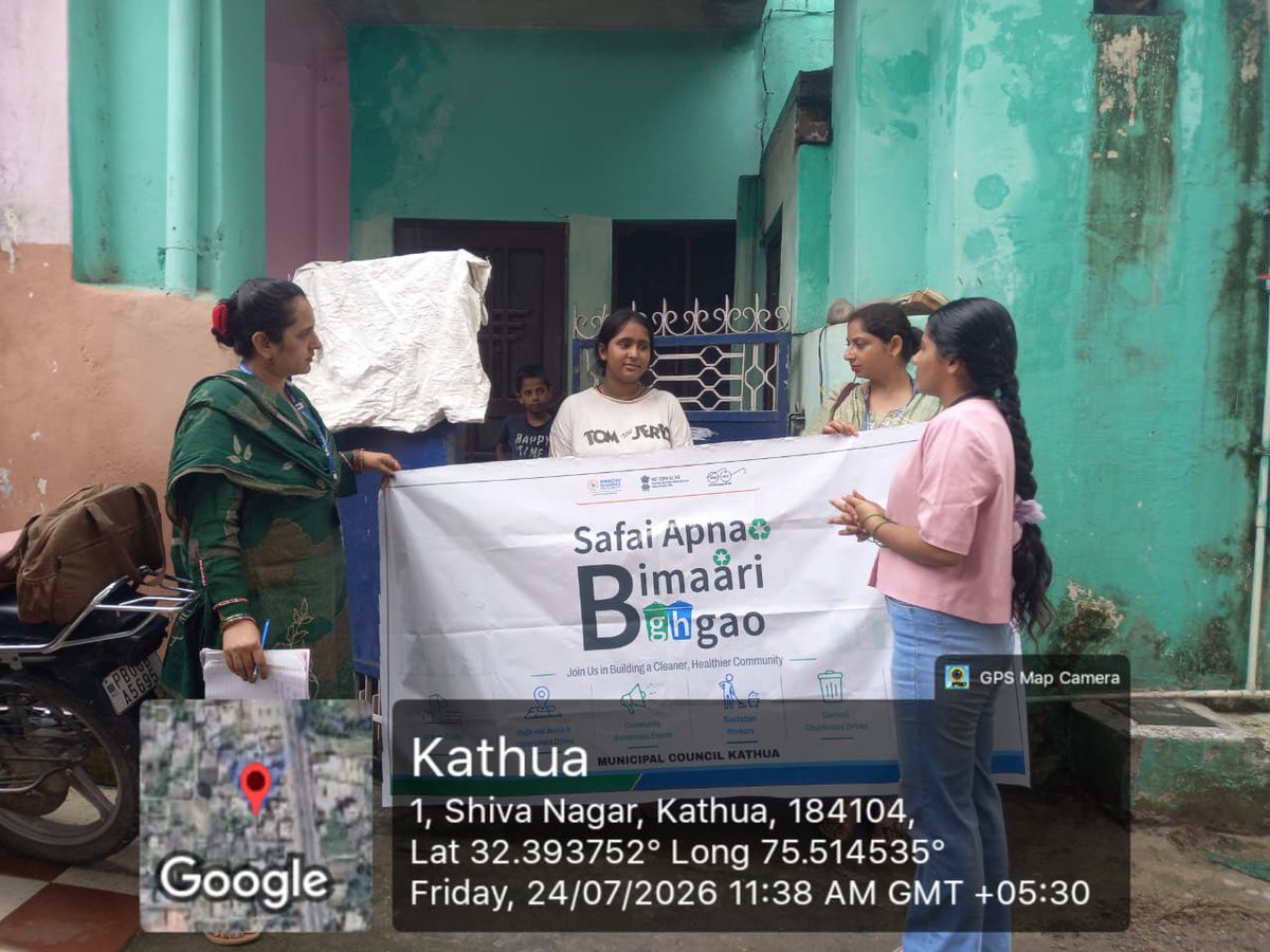 KathuaCouncil's tweet photo. Safai apnao Bimari Bhagao
@mygovindia
@DiprKathua
@JammuUlb
@MoHUA_India
@AnissaNabi1
@md_sbm
@districtadmkat1
@JKHUDD1 https://t.co/zuMz3MmF8J
