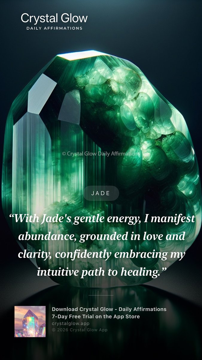 affirmationlove's tweet photo. 💚Jade's Gentle Energy from our new iphone app CRYSTAL GLOW DAILY AFFIRMATIONS ✨https://t.co/4T8AdUSgsX 

💫Android coming soon!  

#Jade #goodluck #HigherVibration #MindfulLiving #SoulfulLiving #EnergyHealing #affirmations #crystals #iphone #gemstones #motivation #postivevibes #wisdom #crystalhealing #gems #mindfulness #appstore #healingjourney #SpiritualGrowth #abundnace #health #heartchakra #green #colortherapy #spiritual #HealingJourney