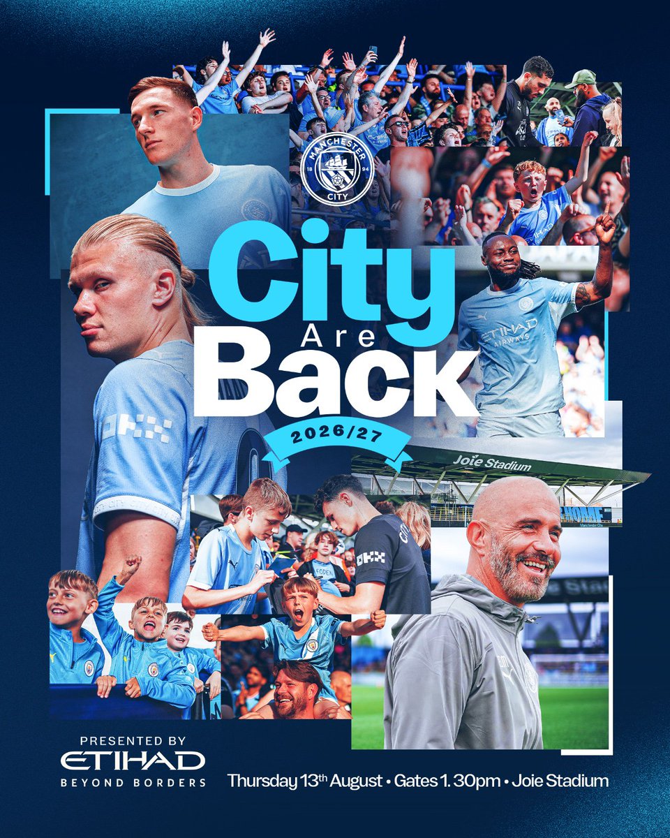 DCITYBOY01's tweet photo. City Are Back! 🩵 

Fans are invited to watch our Men’s First Team continue our pre-season preparations at a special open training session at the Joie Stadium on Thursday 13 August 🙌

🔗 https://t.co/XmmDqv2Cuw https://t.co/gn8xiHrAPk
