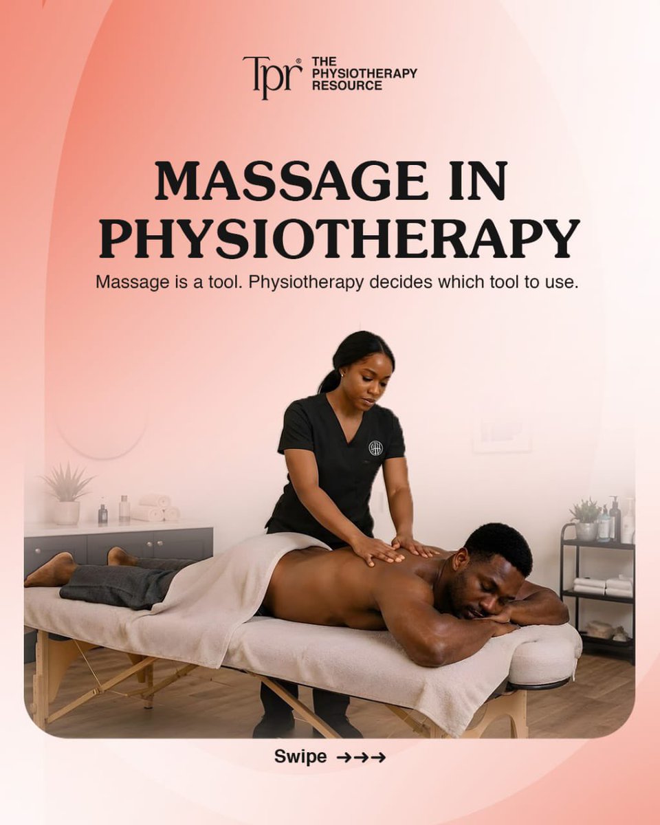 The_P_Resource's tweet photo. Is Physiotherapy just another word for massage? 🛑💆‍♂️

It’s a huge misconception! A spa massage is great for relaxation, but **clinical massage** in physiotherapy is a targeted medical tool used to reduce stiffness, improve blood flow, and ease pain. https://t.co/T71nBoKiBs