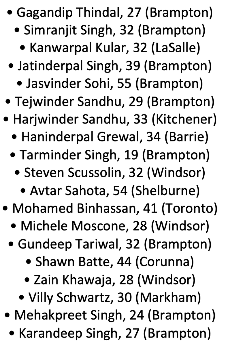 valdombre's tweet photo. Police just carried out one of the most significant drug busts in Ontario history. They seized 1.7 tonnes of drugs valued at over $139 million and 17 firearms (including an anti-tank rifle).

This is a list of suspects rounded up so far. Immigration is fuelling crime in Canada. https://t.co/cdO0cF5WxT
