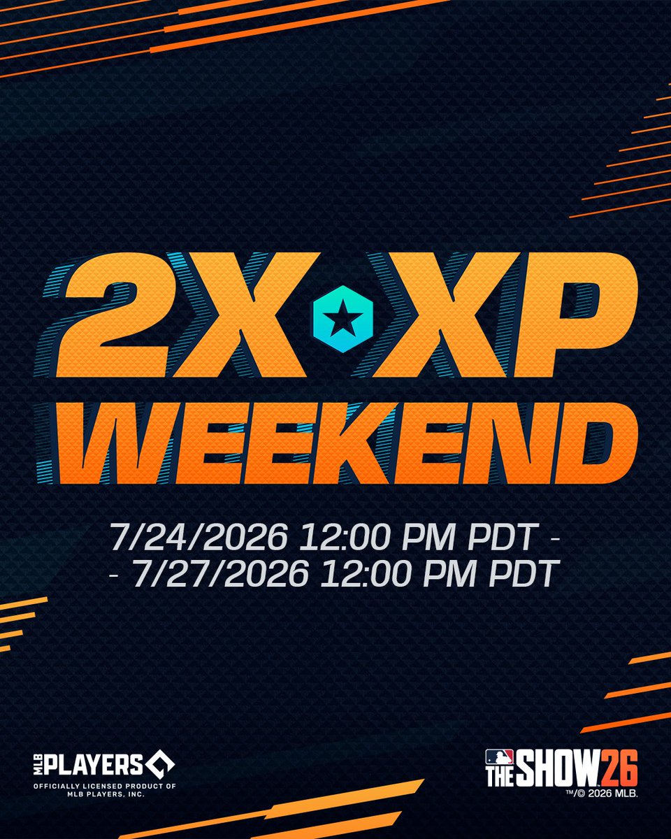 MLBTheShow's tweet photo. Double XP Weekend begins now!!!⚾🔥

Time to rack up rewards sooner and put on a Show! 💥 https://t.co/SyejOY2GMD
