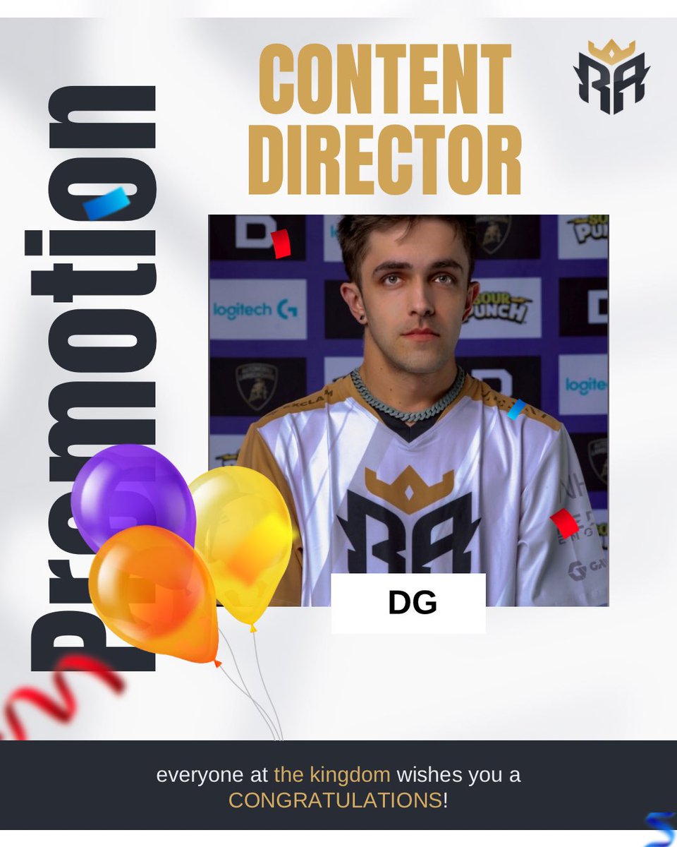 ReignAboveGG's tweet photo. 🎺ALL RISE ITS PROMOTION TIME🎺

THE KINGDOM HAS BEEN SUMMONED! A promotion IS in order! 👩‍⚖️

We would like to introduce you to our second Content Director @DGStrikes! 

DG has been part of Reign Above since January of 2026! Since then he’s grown the Kingdoms community, is always coming up with new ideas, and sees the goals the Kingdom wants to achieve!  We have been lucky to have had DG join us here at Reign Above and are excited to see where he REIGNS ABOVE! ☝️ 

Congrats DG! 🥳 Now let’s get to work! 🤝