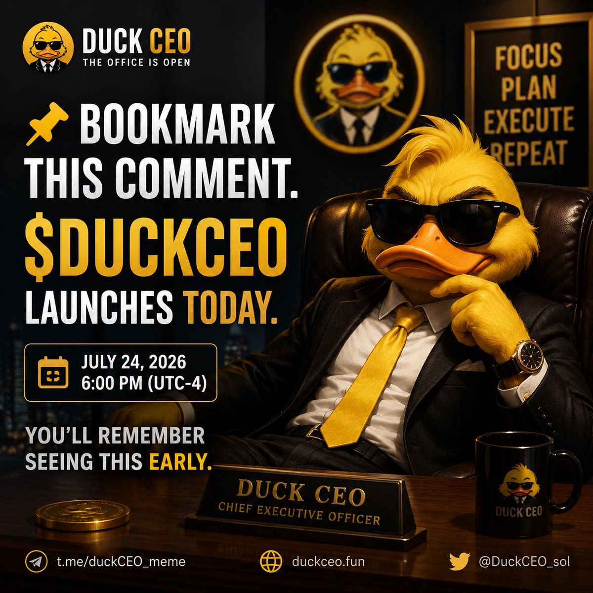 DuckCEO_sol's tweet photo. @DrWhaleReal Launch 🚀 soon 06:00 PM UTC-4 https://t.co/xL2auzT2Wm