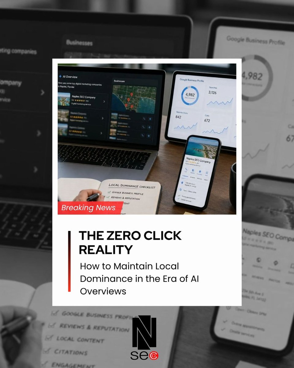 naplesseoco's tweet photo. Google’s AI Overviews are stealing your clicks… but not your customers…if you play it right.  Most local businesses are focusing on all the wrong metrics.

See how to stay the go‑to choice in your area 👉 https://t.co/GLyBZjeuk0
#NaplesSEO #NaplesFL #LocalNaplesSEO https://t.co/J4fg46iptd
