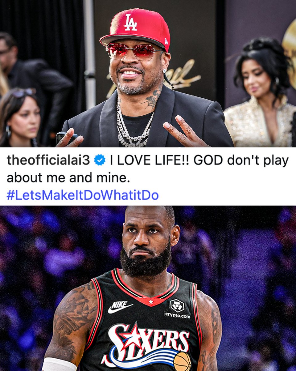 SportsCenter's tweet photo. Allen Iverson reacts to LeBron signing with his beloved Sixers 🔔❤️ https://t.co/DyGjHdrxPt