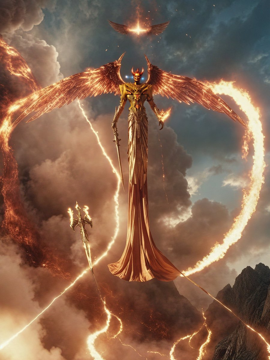 EStannard84822's tweet photo. My design of Lucifer in #ParadiseLost (@Paradise_LostAI) this is an AI assisted composition picture using my original drawing as the basis, the sketch rendered by @Prome_AI with a rose gold vector as a reference image and then the torso of my CGI model edited in. All my own work, a very lengthy process but worth it.