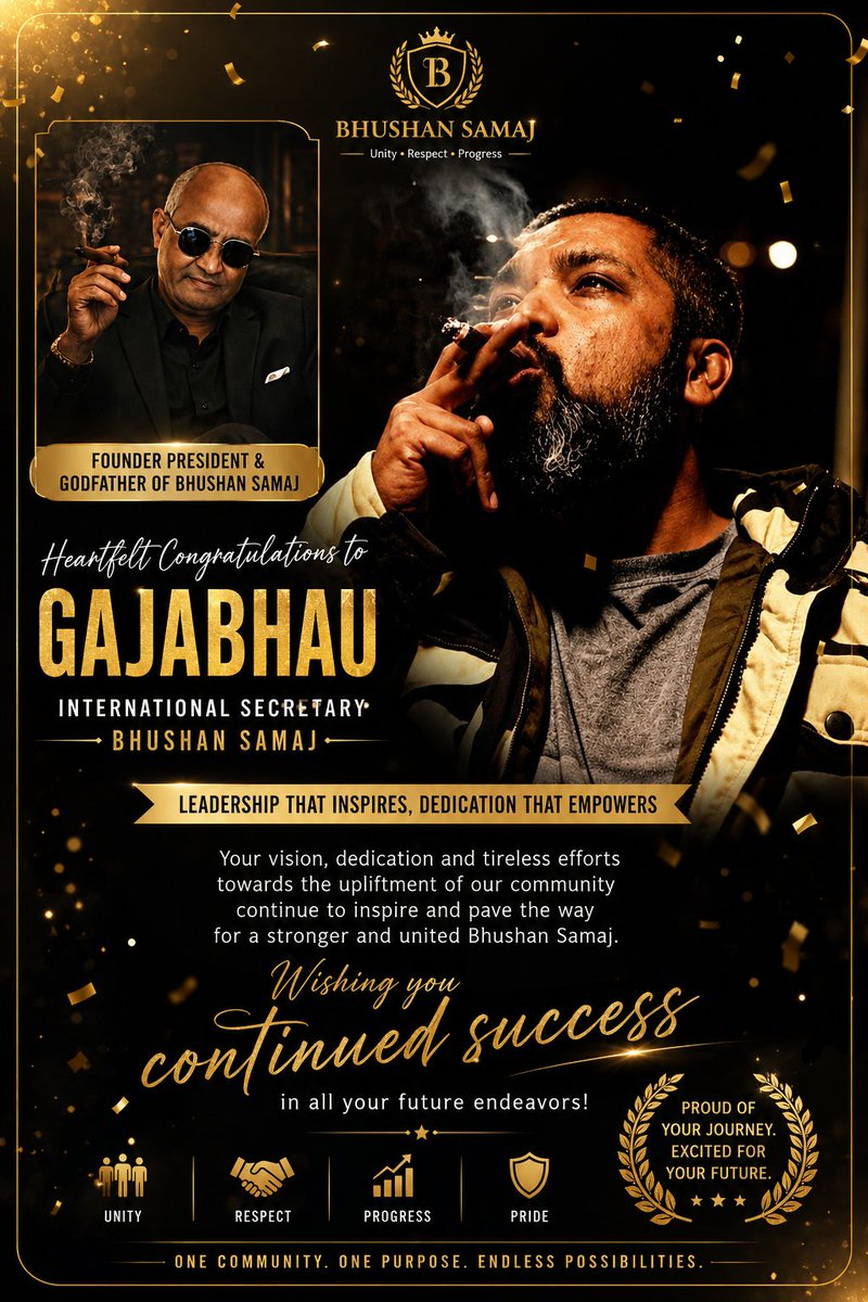 Fulerabhawi2's tweet photo. अभिनंदन/ Congratulations 🎉🎉 

@gajabhauX 

अध्यक्षांची निवड तुम्ही सार्थ ठरवणार आणि समाजाचे विचार विदेशात पसरवणार याबाबत तिळमात्र शंका नाही 🔥🎉🎉

@Bhushan71068 
@fulerabhawi
@fulerabhawi1 https://t.co/nDc5PWjM9q