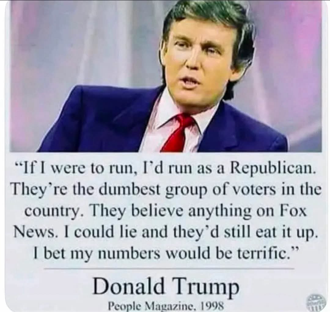 elderjck2's tweet photo. This is how he became a billionaire. And you who voted for him that’s struggling trying to survive he did this to you and you still support him. He pictured himself as your Jesus Christ your Savior and you still support him. He was absolutely right about your party. https://t.co/DsKOHotMEB