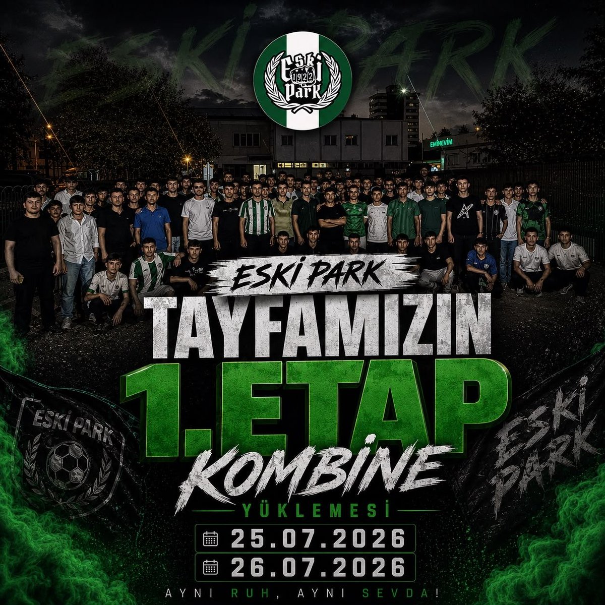 eskiparkk's tweet photo. Yeni sezon başlıyor , Özlem sona eriyor . 

25 Temmuz Cumartesi ve 26 Temmuz Pazar günleri NALÇACILILAR taraftarlar dernegimizde 1. Etap kombine yüklememizi gerçekleştireceğiz https://t.co/moswQNAoql