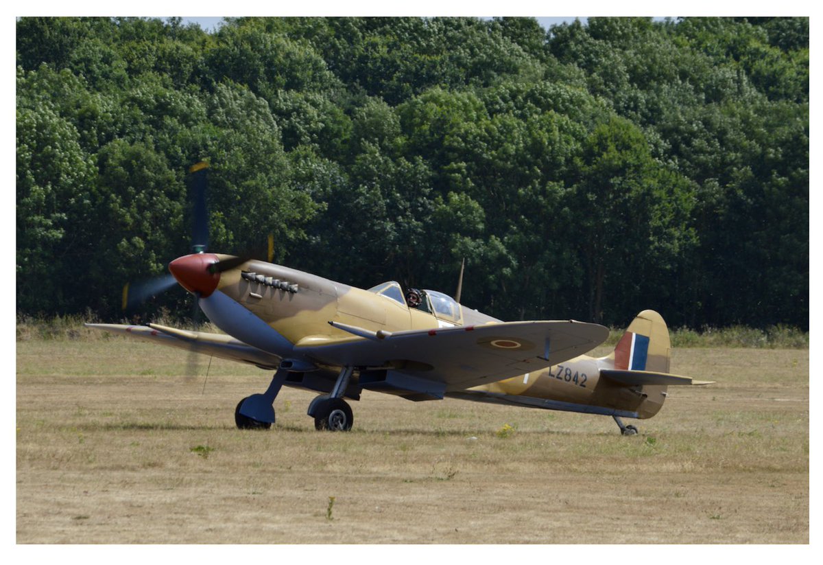 stockotrader's tweet photo. Three Spitfires in this afternoon for the Shuttleworth Summer Air Show. Here’s the first. https://t.co/zDJRSEjacW