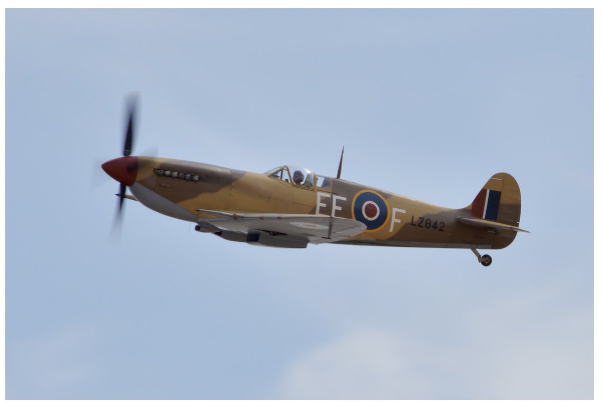 stockotrader's tweet photo. Three Spitfires in this afternoon for the Shuttleworth Summer Air Show. Here’s the first. https://t.co/zDJRSEjacW