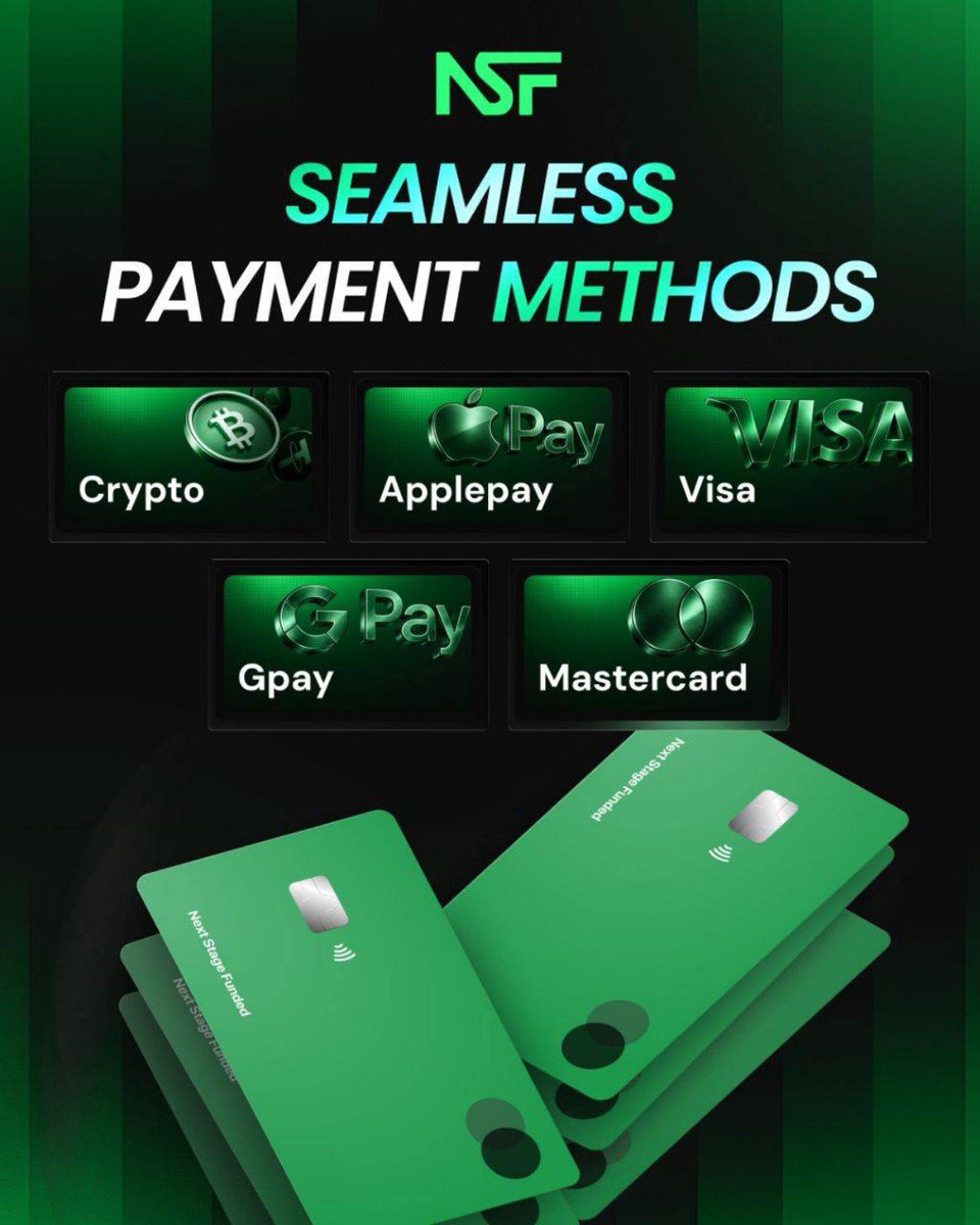De_CaptainChart's tweet photo. How do you prefer to pay for your next funded account? 👀
💰 Crypto
🍎 Apple Pay
📱 Google Pay
💳 Visa
🏦 Mastercard

NSF gives you the freedom to choose the payment method that suits you best. Which one are you picking? 👇

🎁 Giveaway incoming!
Make sure you:
✅ Follow @NextStageFunded
✅ Join our Discord: https://t.co/xCydSoFM5U

#NextStageFunded #Funded #FundedTrader #PropFirm