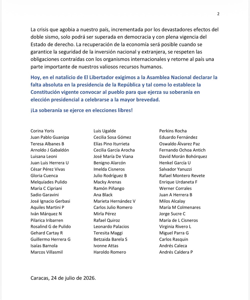 OrlvndoA's tweet photo. #AHORA | Múltiples voces de la sociedad civil exigen a la Asamblea Nacional la convocatoria de elecciones presidenciales lo antes posible, ante lo que consideran que es la falta absoluta en la presidencia de la República. https://t.co/TovrvSMaaY
