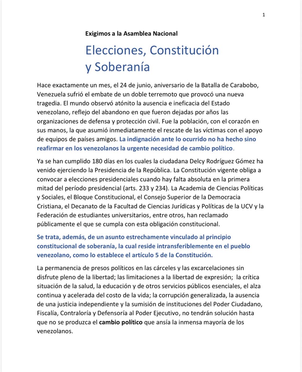 OrlvndoA's tweet photo. #AHORA | Múltiples voces de la sociedad civil exigen a la Asamblea Nacional la convocatoria de elecciones presidenciales lo antes posible, ante lo que consideran que es la falta absoluta en la presidencia de la República. https://t.co/TovrvSMaaY