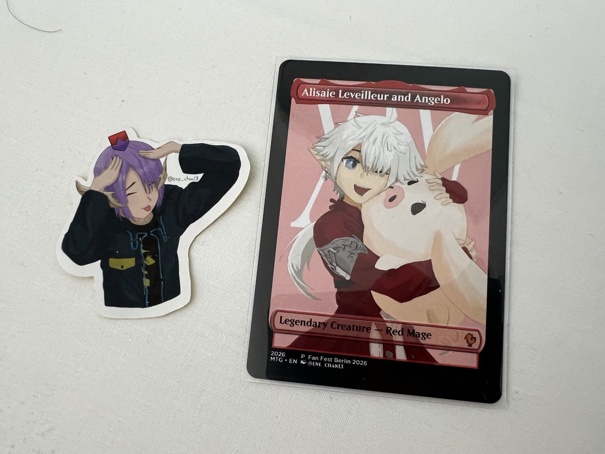 ene_chan13's tweet photo. Can’t wait for FF14 Fan Fest Berlin tomorrow! Will be handling these out 🫶

#ff14 #fanfest #berlin https://t.co/wDwNnKKynH