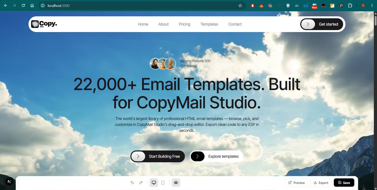 sauravio's tweet photo. Claude code is amazing , please checkout - http://localhost:3000/

#ClaudeAI #AICoding #ClaudeCode
#BuildInPublic #SaaS #EmailMarketing
#ArtificialIntelligence #WebDev #TechInnovation https://t.co/xB9H7rzEEn