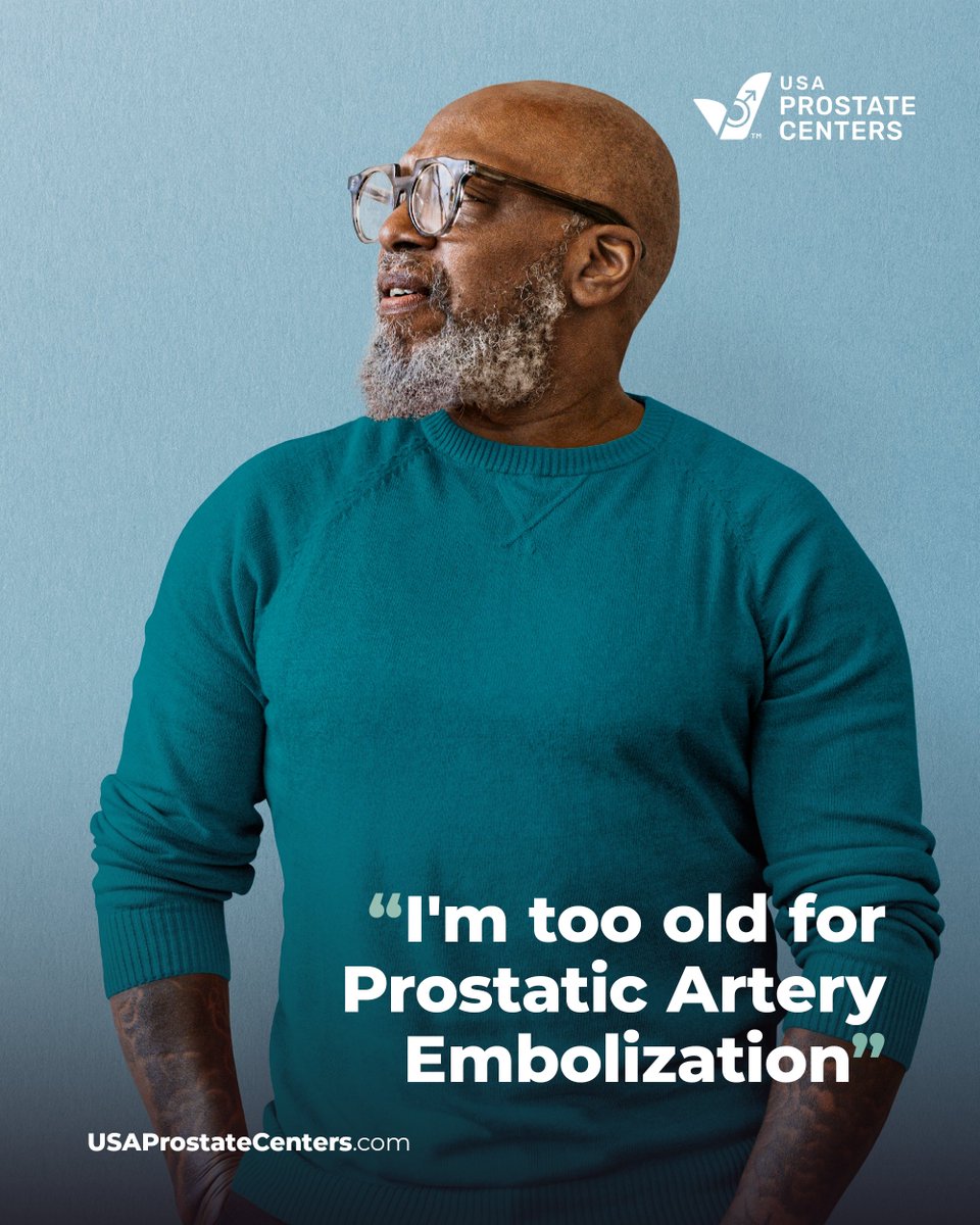 USAProstateCntr's tweet photo. The sweet spot for PAE? 63-67 years old. Success rates actually go up with age because natural vascular changes make the procedure more effective. Age becomes your advantage, not your obstacle. Learn More https://t.co/VTptCuyA9N
#EnlargedProstate #BenignProstaticHyperplasia #BPH https://t.co/RNc7OFIhuY