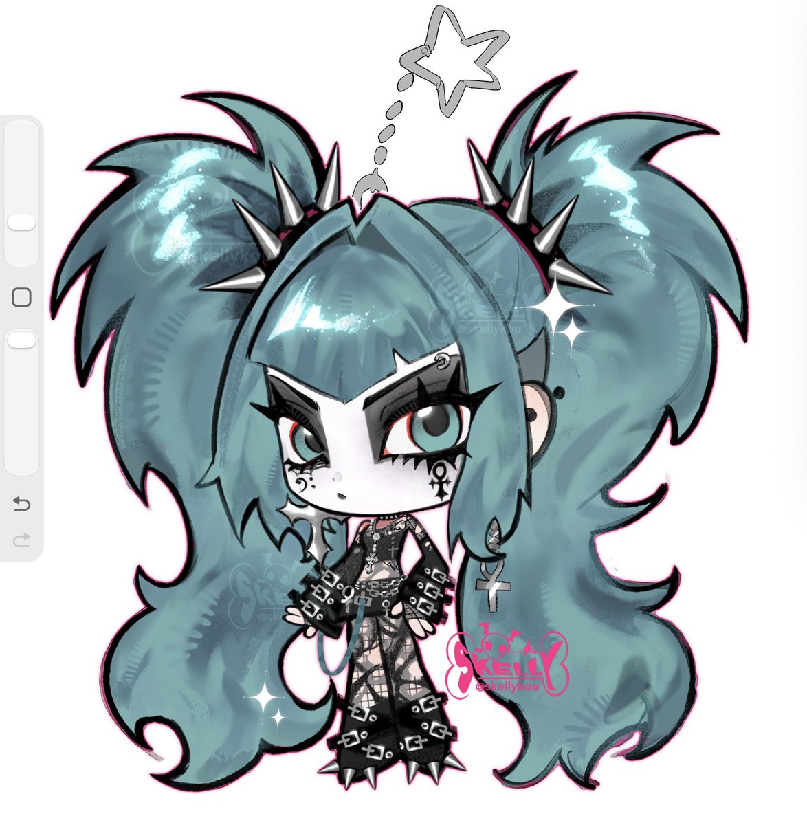 skellykou's tweet photo. Tiny goth miku time https://t.co/xOasXBKuBY