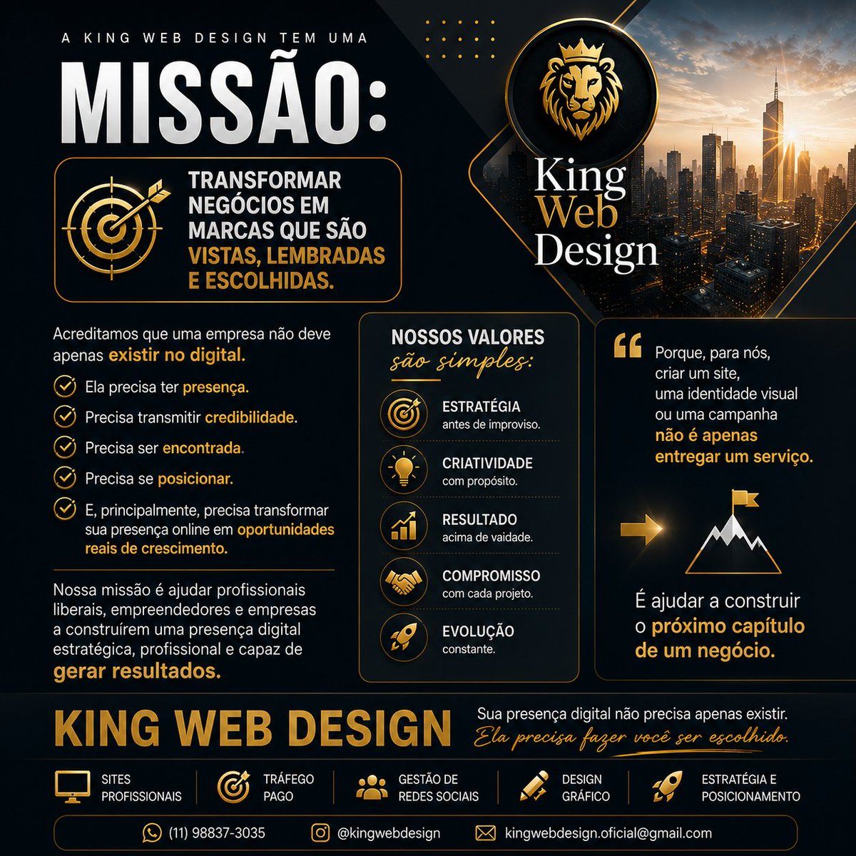 kingwebdesign20's tweet photo. Uma marca forte não nasce por acaso. Ela é construída com estratégia, credibilidade e uma presença digital que gera resultados.

#KingWebDesign #RedeX #MarketingDigital #Branding #Empreendedorismo https://t.co/g6BMKi6qln