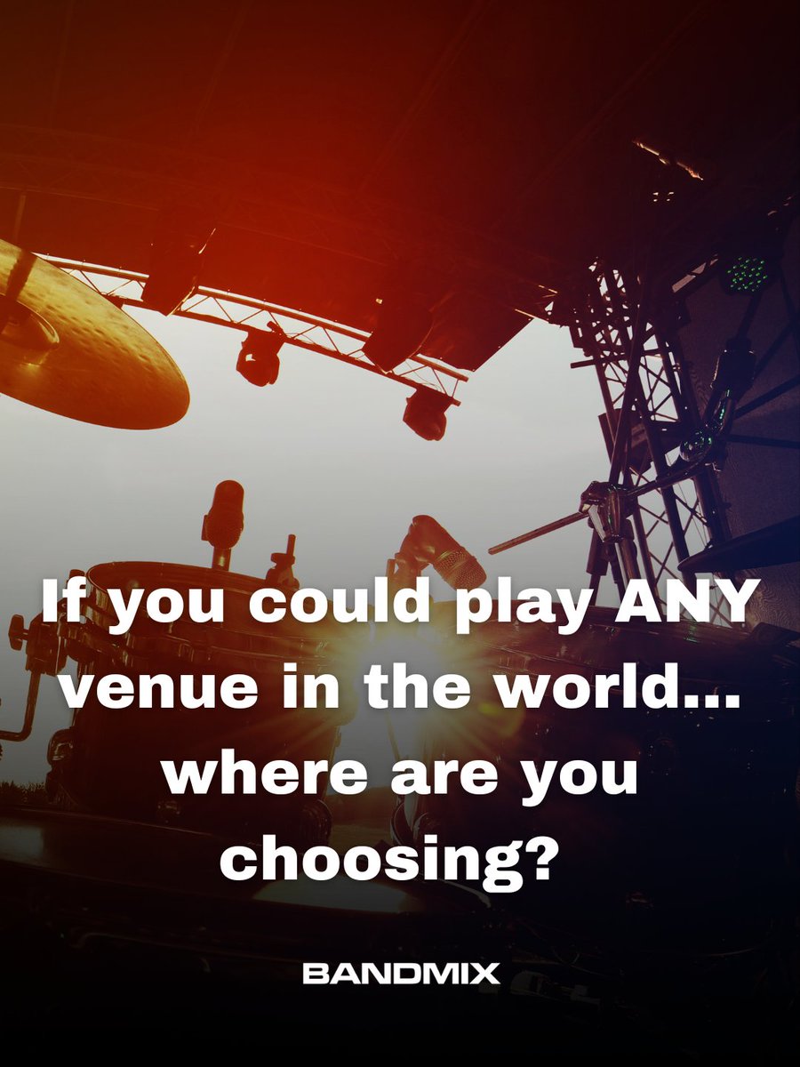 bandmix's tweet photo. Big dreams moment 👇

If you could play ANY venue in the world… where are you choosing?

🎤 And what kind of crowd are you walking out to?

#BandMix #DreamGig #LiveMusic https://t.co/FgwXqNojKh