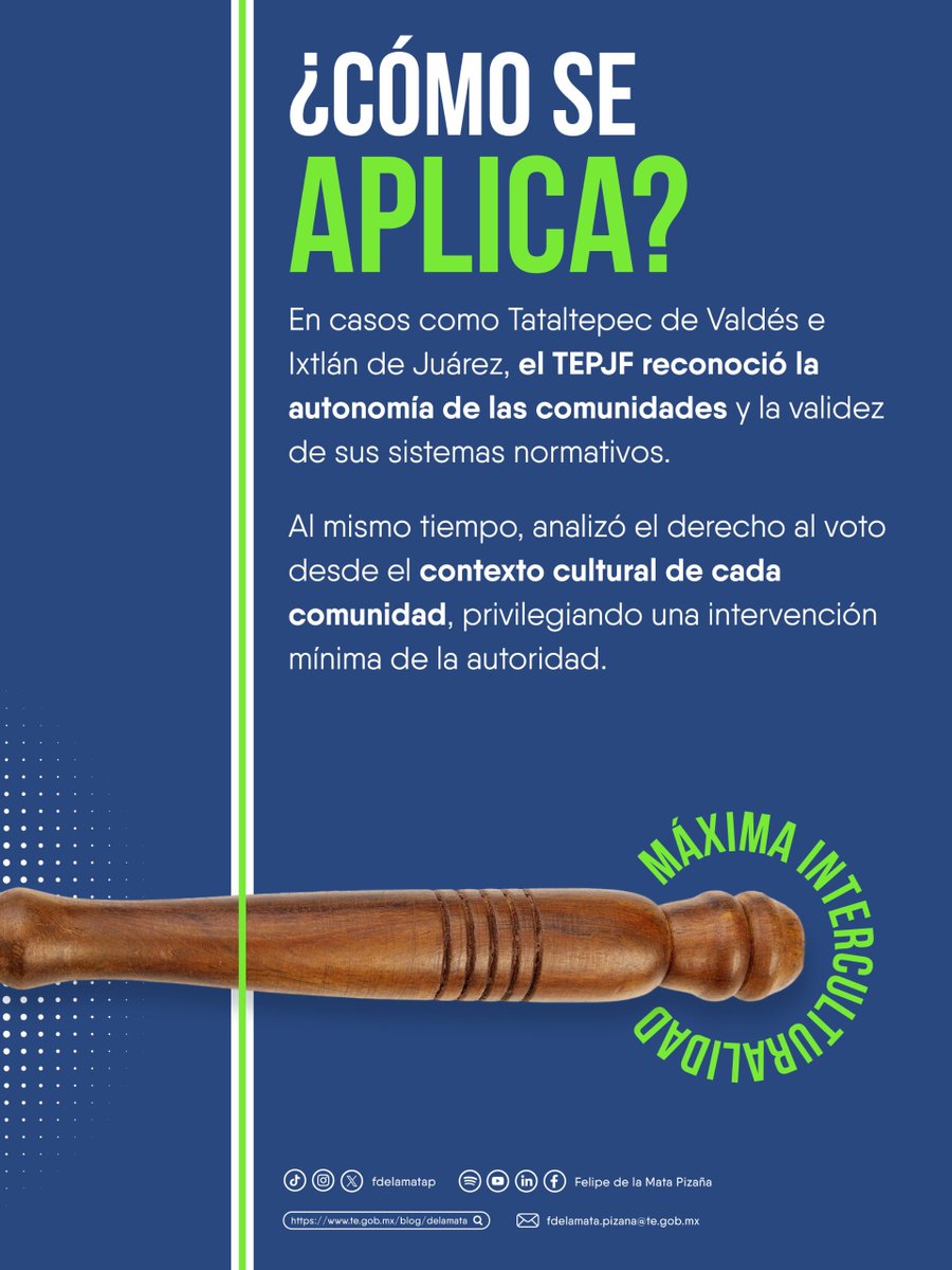fdelamatap's tweet photo. Cada comunidad tiene su propia realidad, y la justicia electoral debe tomarla en cuenta.

En este carrusel explico el principio de máxima interculturalidad, que abordé en mi columna de esta semana para @eleconomista, y por qué constituye un criterio fundamental para la protección de los derechos de los pueblos y comunidades indígenas.

Desliza para conocer más. 👇🏼