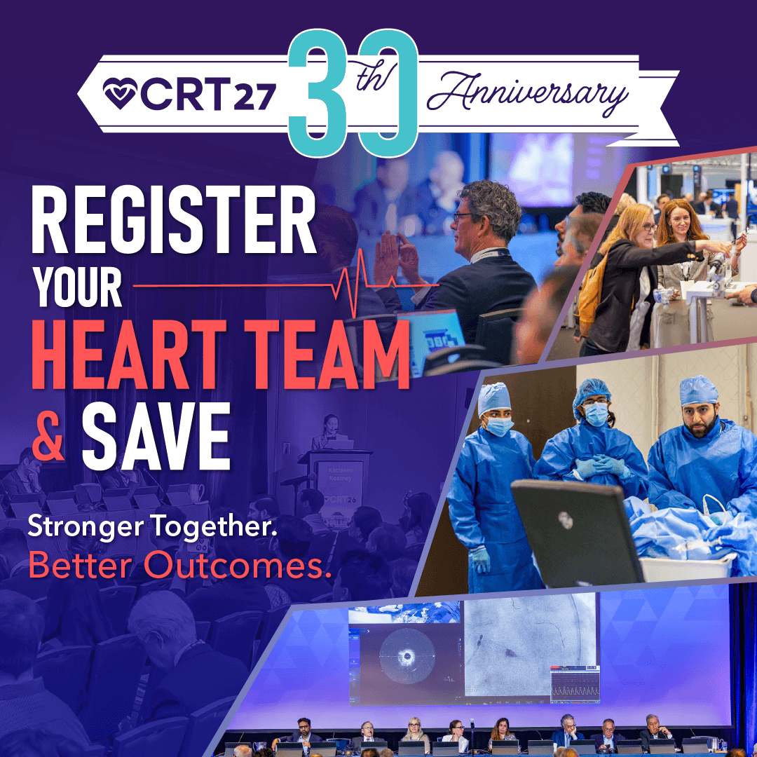 CRT_meeting's tweet photo. Bring your whole #heartteam to #CRT2027 and SAVE on registration! CRT welcomes all #cardiologists, #nurses, #technologists and more ➡️ find out more on https://t.co/rFm97zCEcR 🫀 we've got programming for every member of the #cathlab!
#interventionalcardiology #healthcare https://t.co/5KUEyCBWxa