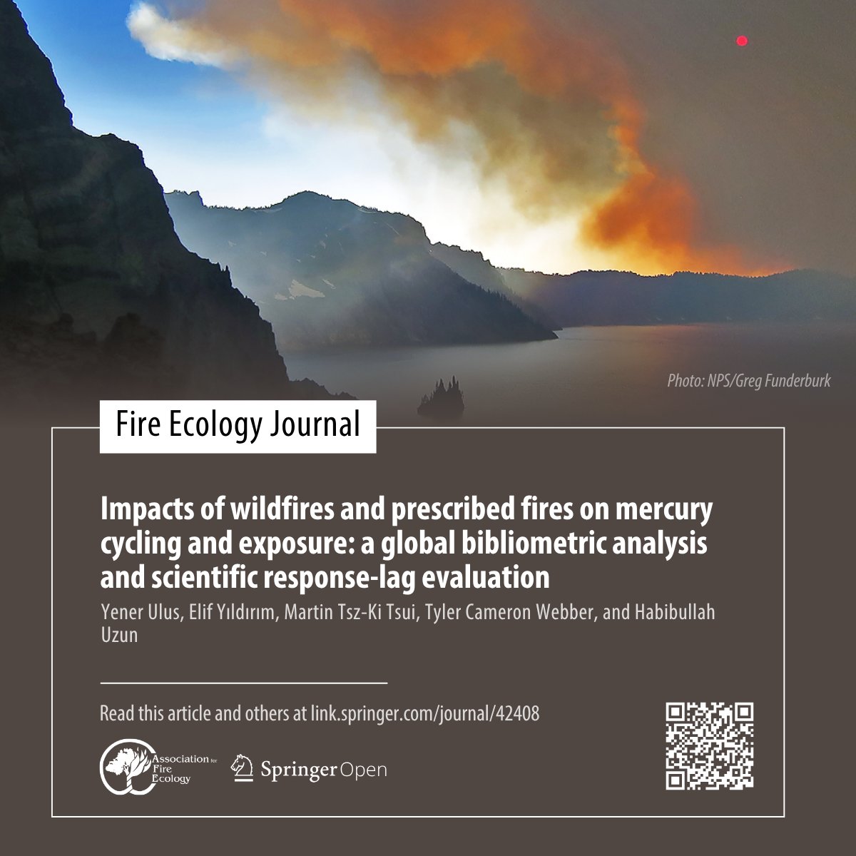 fireecology's tweet photo. Read "Impacts of wildfires and prescribed fires on mercury cycling and exposure: a global bibliometric analysis and scientific response-lag evaluation" in the #FireEcology Journal #SNFECO https://t.co/2IyQ1bZnmy https://t.co/apMK7RCVor