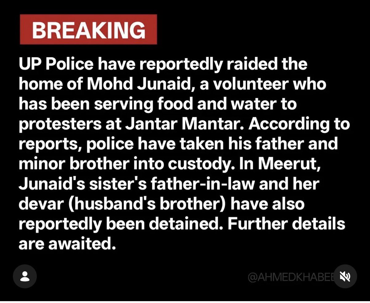 Cockroachisback's tweet photo. Instead of going after criminals, UP Police is wasting its time going after our volunteer Mohd Junaid who has been serving food and water to people. 

Now they’re harassing him and his family in UP. Our team is in touch with him and we will never let them victimize him or his family. 

It is no longer shocking how this govt responds to dissent, but we will not be intimidated by these cowards. Every illegal action of the Police will be challenged in courts.