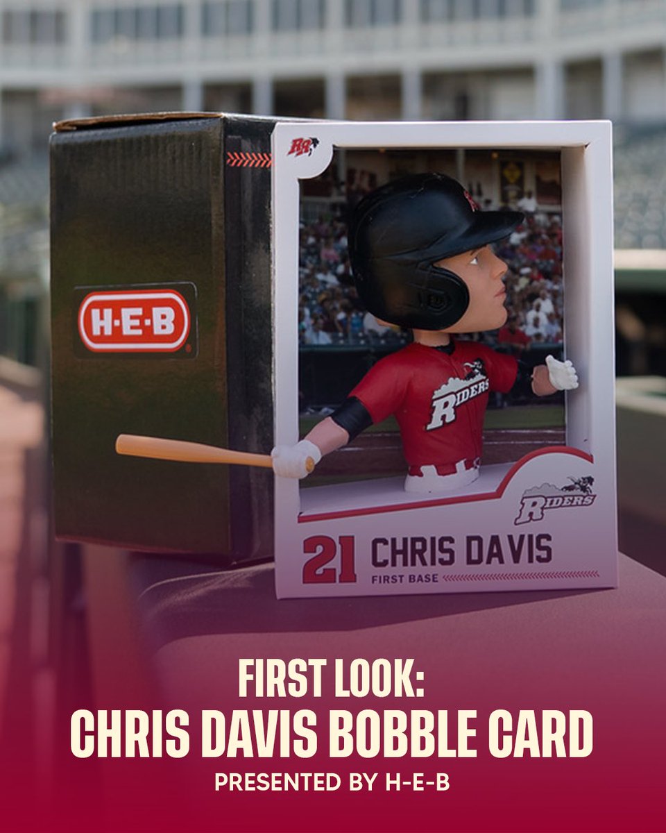 RidersBaseball's tweet photo. Next Sunday is the giveaway 🤩

Secure a Chris Davis Bobble Card pres. by @heb with the ticket add-on at checkout: https://t.co/VR1nF7h6Cb https://t.co/uQo9YY1hDi