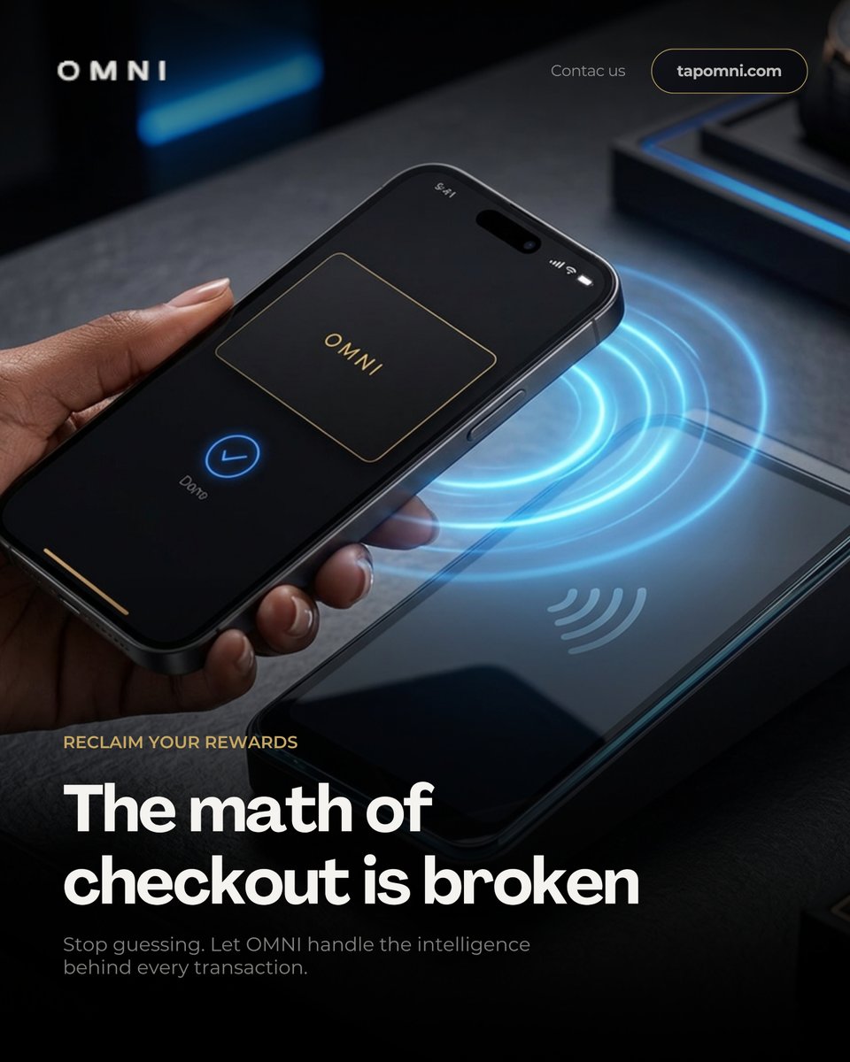 tapomni's tweet photo. You do not need another credit card. You need your current cards to work smarter. OMNI bridges the gap automatically at checkout. 🧠 Overthinking payments is officially obsolete.

Join the waitlist at https://t.co/teiYBspFFE

#tapomni #automaticoptimization #frictionlesspayments https://t.co/E1cg7y8ihA