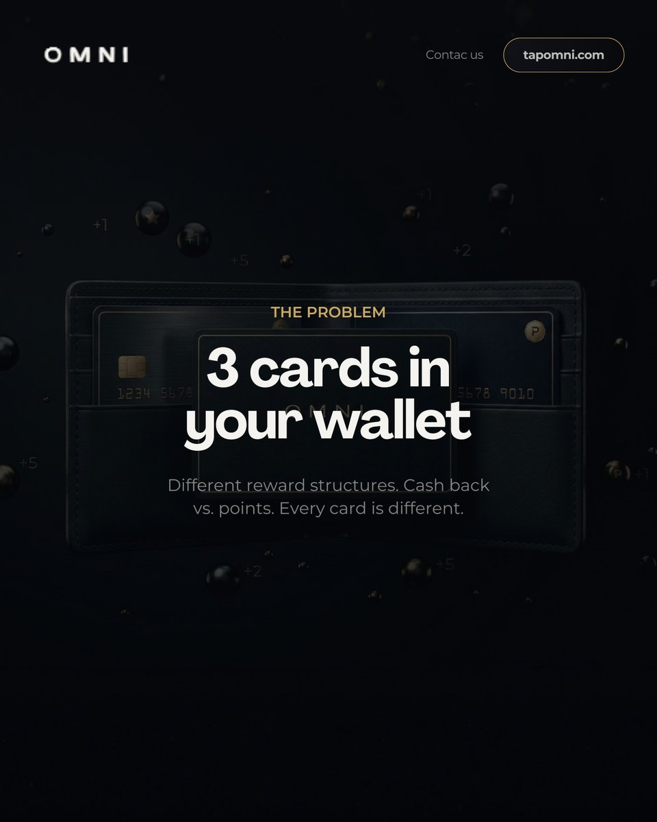 tapomni's tweet photo. You do not need another credit card. You need your current cards to work smarter. OMNI bridges the gap automatically at checkout. 🧠 Overthinking payments is officially obsolete.

Join the waitlist at https://t.co/teiYBspFFE

#tapomni #automaticoptimization #frictionlesspayments https://t.co/E1cg7y8ihA
