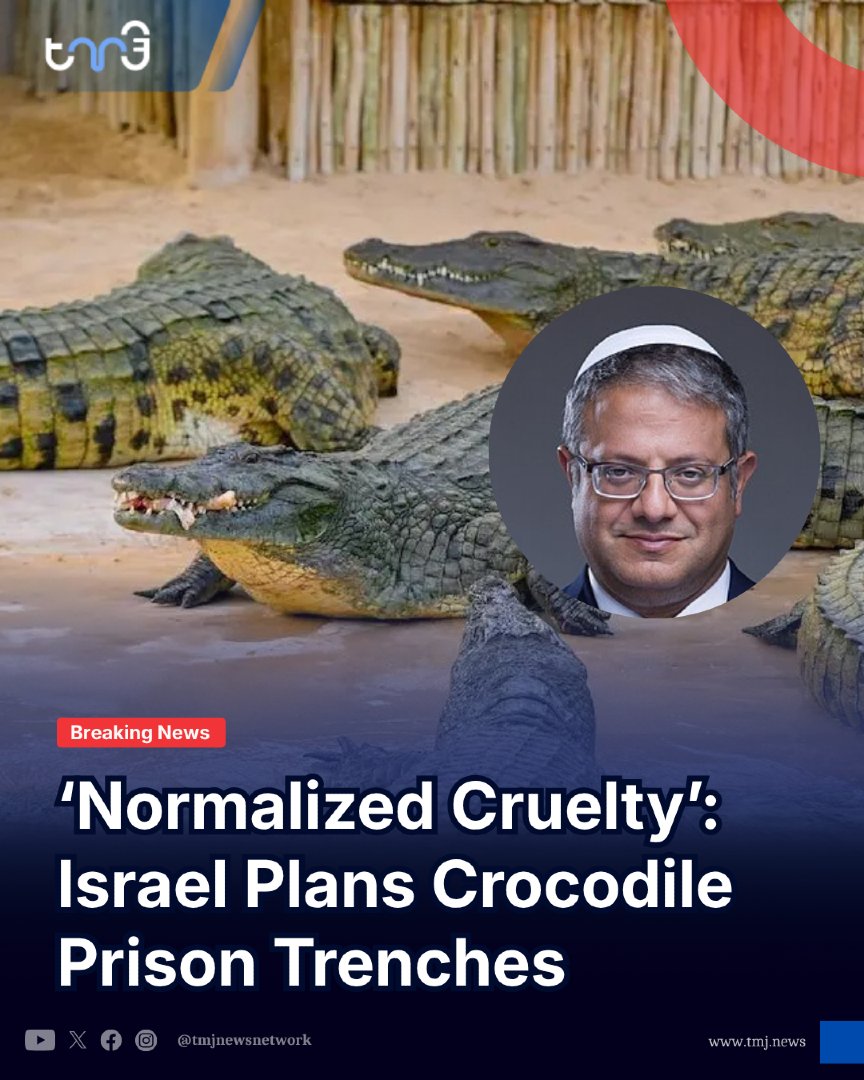 tmjnewsnetwork's tweet photo. Human rights groups have condemned reported plans by Israel to surround part of Ketziot (Al-Naqab) Prison with crocodile-filled trenches, calling the proposal a further escalation in the treatment of Pales-tinian detainees. According to Israeli media, the Public Security Ministry has allocated approximately 21 million shekels ($6.3 million) for the project, which would involve constructing nearly 170 meters of trenches and developing plans for the care and handling of the reptiles. The proposal was reportedly championed by National Security Minister Itamar Ben-Gvir.

Human Rights Watch described the proposal as evidence of the “normalised cruelty” within Israel’s prison system. The organization said documented allegations of torture, ill-treatment and abuse in Israeli detention facilities have persisted for years with little accountability, urging Israeli authorities to conduct independent investigations rather than pursue measures it characterized as punitive and degrading. Israel has previously denied allegations of systematic abuse and says its detention facilities operate in accordance with domestic and international law.

The reported plan has also drawn criticism from Israeli conservation authorities. The Israel Nature and Parks Authority reportedly opposed removing protections for Nile crocodiles, while rights groups argue the proposal amounts to psychological intimidation of prisoners. The controversy comes amid heightened international scrutiny of Israel’s detention practices following the genocide in Ga-za, with thousands of Pales-tinians held in Israeli custody, including many under administrative detention or security-related measures.

Truth. Morality. Justice.
Our independent journalism is fueled by people like you.
Join us at https://t.co/oiDa0WsCG1