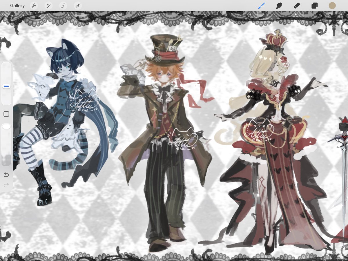 ruii__10's tweet photo. Small peek into the rough concepts for my fatui merch project, i need to do an interest check once i finish drawing the bundles,, it’ll be tea party themed ofc! But i think i’ll launch it in 2 parts ><

Can you guess the other three characters (,; ⩌ ;,) ?? https://t.co/Wrc0MVNETl