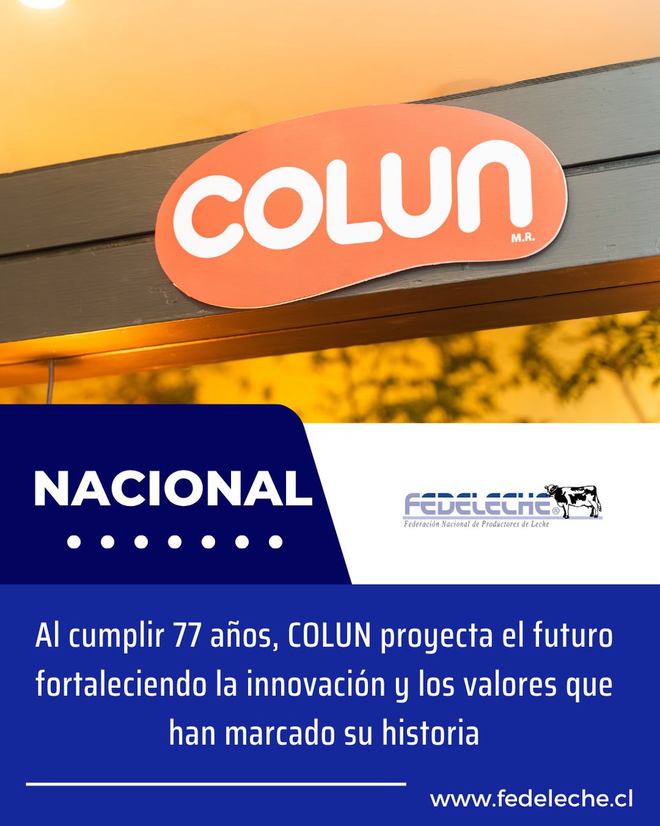 FedelecheFG's tweet photo. #País🇨🇱 En su 77° aniversario COLUN destacó su estrategia orientada a la innovación, la eficiencia y la sostenibilidad, manteniendo como eje central los valores cooperativos 

Nota completa en https://t.co/2KmoMGp9aE 📱
LINK https://t.co/QSbjSPlXrb

#leche #lecheros #lechechilena https://t.co/qXIEaXhBDm