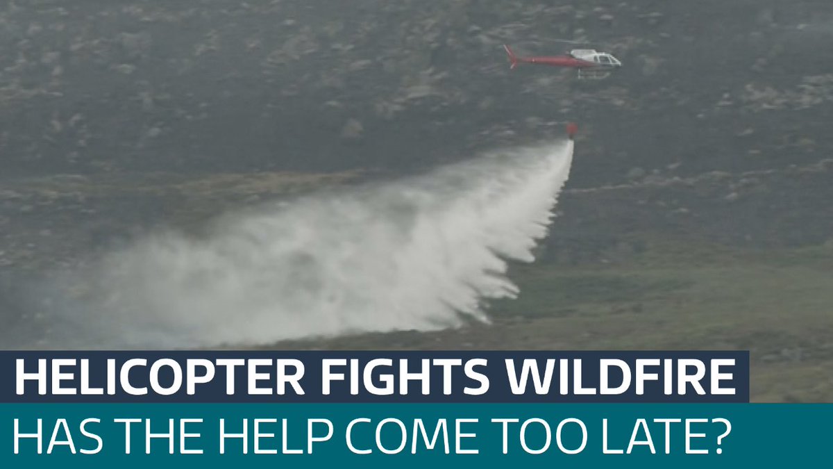 ITVWales's tweet photo. Helicopter joins battle against north Wales wildfire as crews reach 'breaking point' https://t.co/f6zwDU34vl https://t.co/tIVWUB52e7
