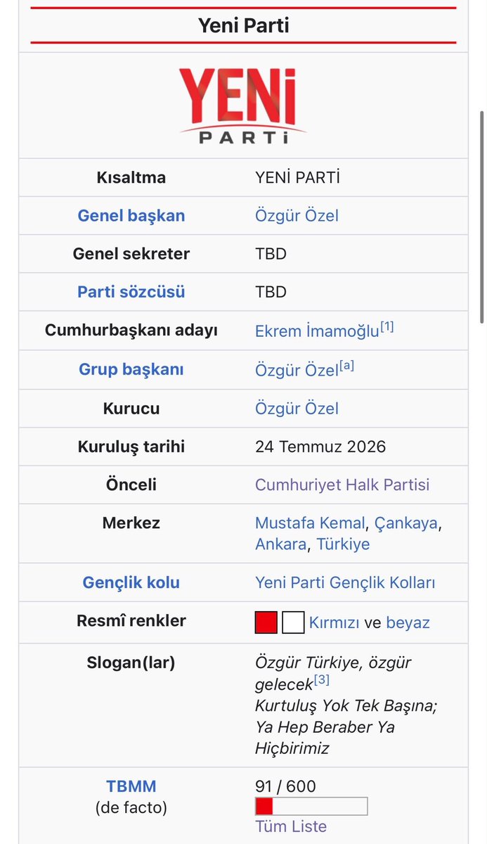 YeniParti_2026's tweet photo. Özgür Özel:

Yeni Parti’nin Cumhurbaşkanı Adayı Ekrem İmamoğlu’dur. https://t.co/iVxyKwb2vK