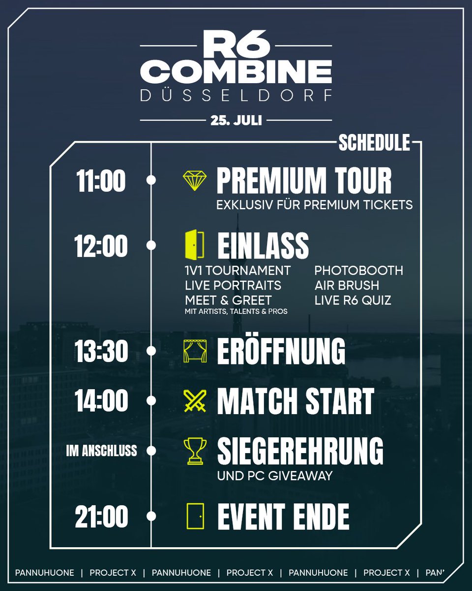 R6esportsDE's tweet photo. Hier ist der vollständige Zeitplan für die R6 Central Combine Offline Finals.

Kommt früh vorbei, nehmt an den Community-Aktivitäten teil und verpasst keinen Moment auf der Bühne!

Wir freuen uns auf euch! https://t.co/utXcKNCihe