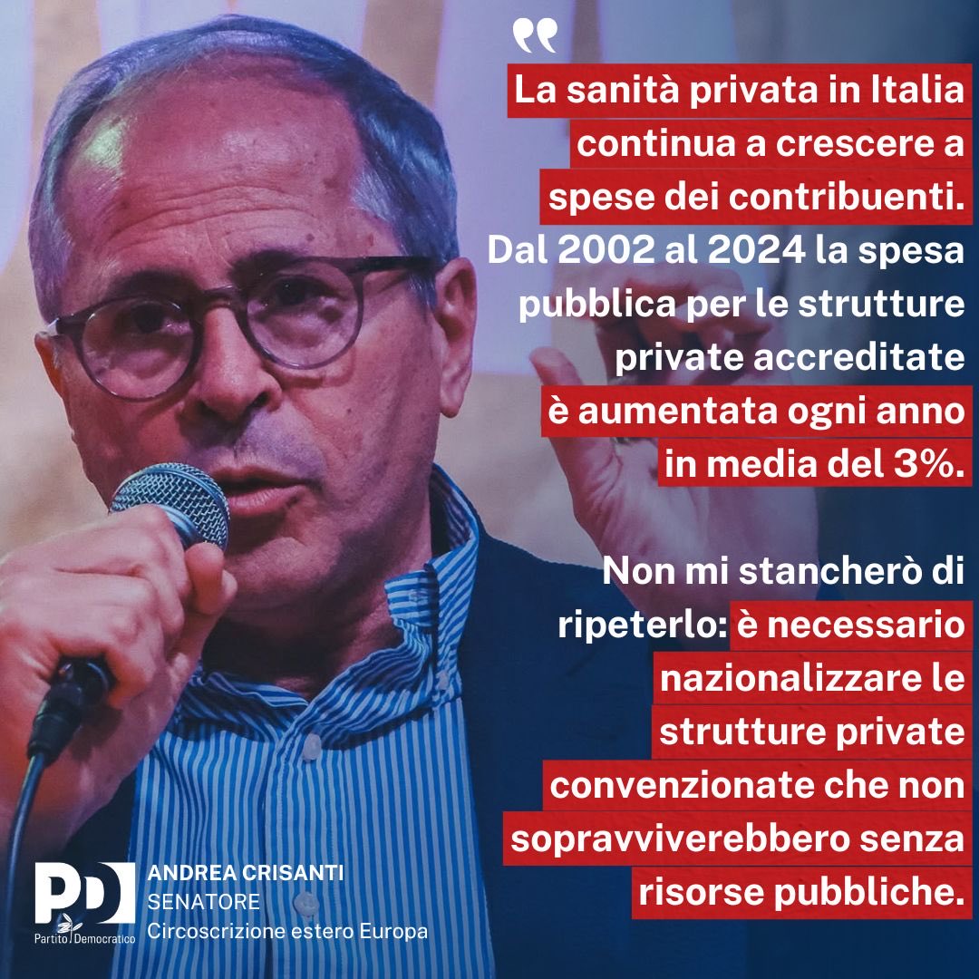 CrisantiEuropa's tweet photo. Questi numeri dimostrano che i profitti dei privati convenzionati sono possibili solo grazie alle risorse pubbliche. Un esempio su tutti: l’87,2% dei ricavi sanitari del Gruppo San Raffaele (del deputato leghista Angelucci) deriva da prestazioni in convenzione con il SSN. https://t.co/LZR5gGSopX
