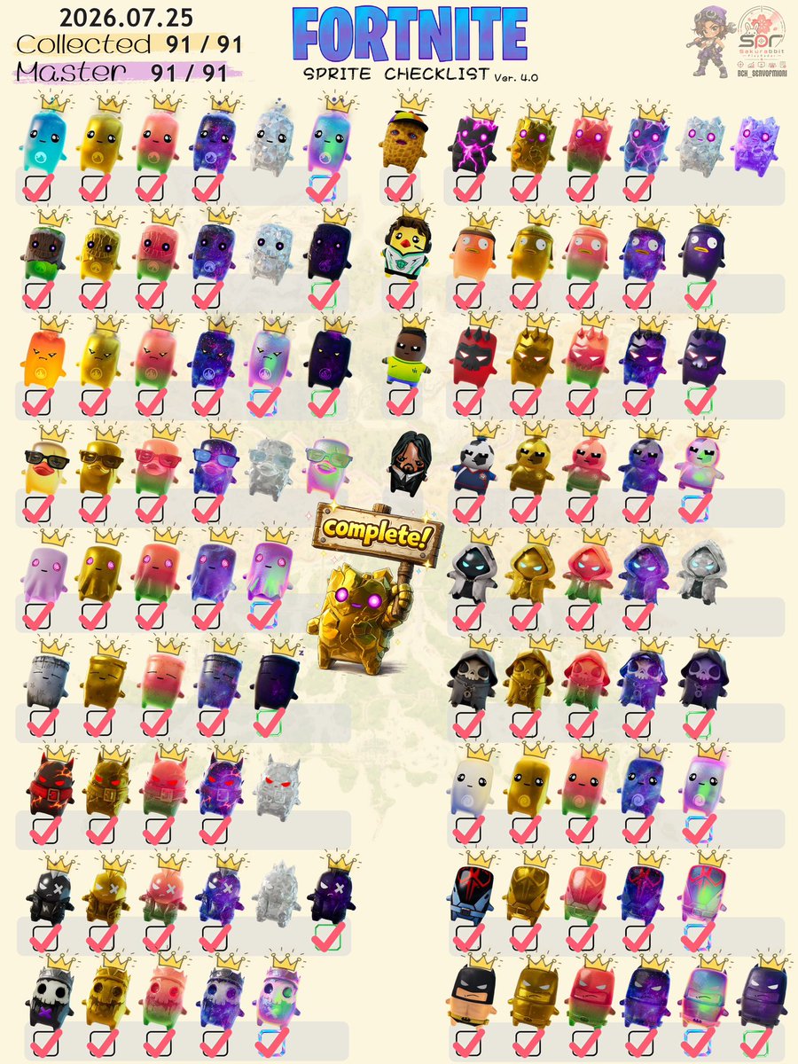 hanzawa_1000's tweet photo. 精霊91種Get&master!
キューブも全てcomplete✨
#フォートナイト #Fortnite
#精霊チェックリスト #SpriteCheckList https://t.co/YinG9VNFHw
