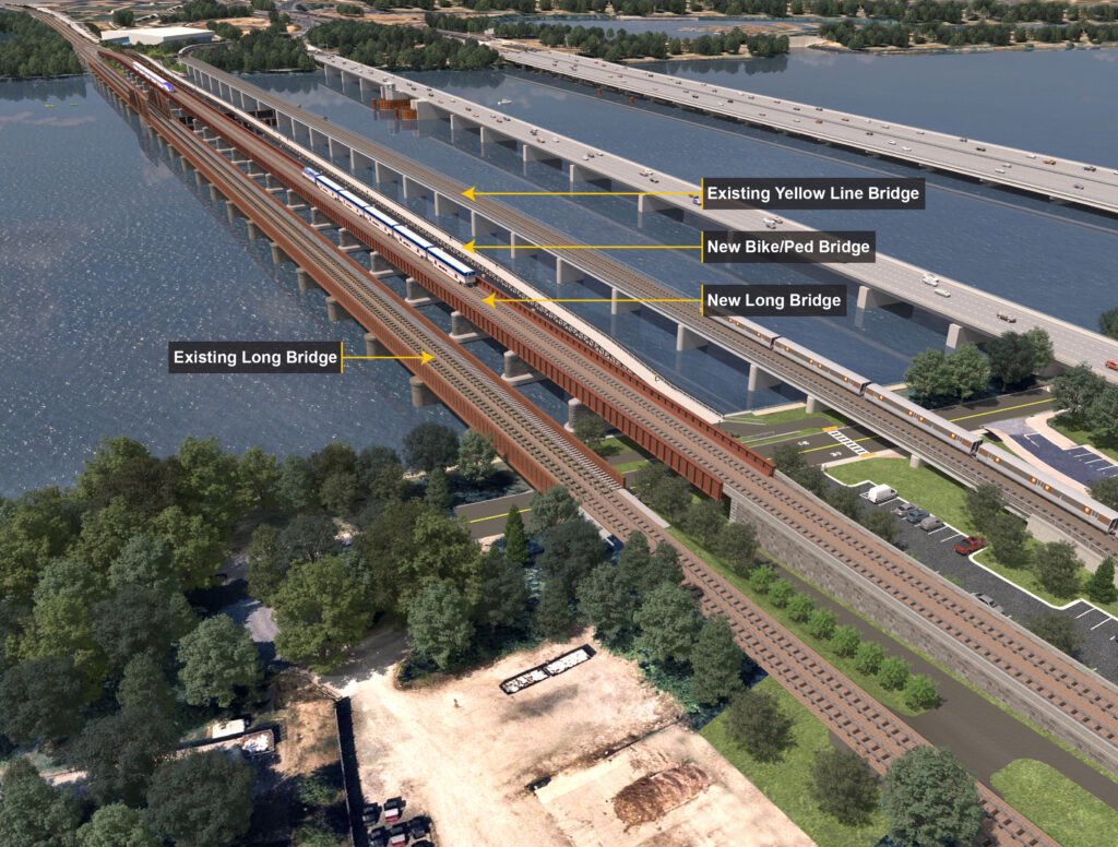 AmtrakNewEra's tweet photo. Today, a single bridge supports Amtrak, VRE, and freight rail service between Northern Virginia and DC, serving approximately 2 million Amtrak and 3 million VRE passengers each year.

Several Amtrak representatives recently toured @VaPassengerRail’s Long Bridge Project site, which by the end of 2030 will create a new two-track rail bridge, along with two new bicycle and pedestrian bridges. The project will increase capacity and reliability along a corridor that currently operates at 98% capacity during peak hours.

It was great to see the progress firsthand! Thank you to VPRA for hosting and for the continued partnership on this transformative project that will help improve rail service up and down the East Coast. We're excited to see the progress continue as we work together to deliver a new era of rail in America.