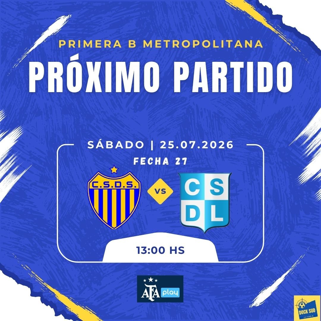 docksdunapasion's tweet photo. 🔜 ¡𝗣𝗥𝗢́𝗫𝗜𝗠𝗢 𝗣𝗔𝗥𝗧𝗜𝗗𝗢!

⚽ #PrimeraBMetropolitana
🆚 Liniers
🗓 Sábado 25/7
🕙 13:00
🏟️ De los Inmigrantes 
🖥️ Lpf Play

#VamosDocke
#docksudunapasion 🟡🔵 https://t.co/vpfWSjfljT