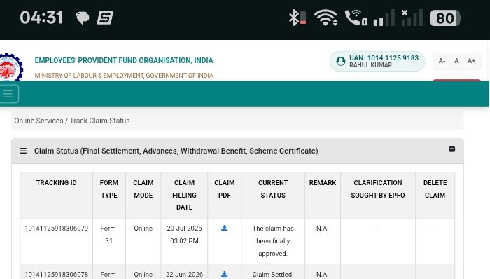 KumarRahul37396's tweet photo. @officialepfo @officialepfo #vishwas 2026? My claim is approved on 21/07/2026 &amp; the amount is still not raised &amp; my mother is hospitalized &amp; I m literally begging u please credit my money and if uh want rest of my pf money for uh pls keep it I don't hve any problem.Track id  10141125918306079 https://t.co/32ASIcqGRl