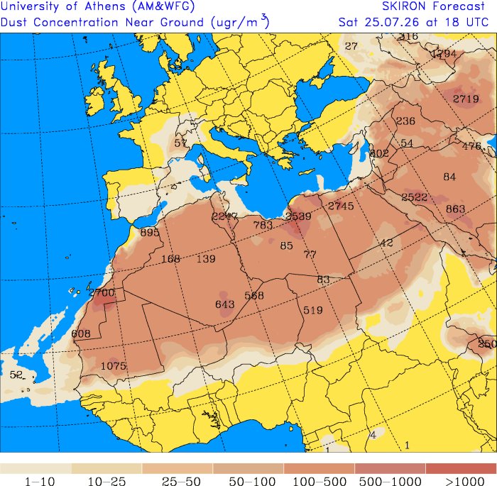 MeteoAdM's tweet photo. 👉I tot plegat, farà de neteja a la massa polsegosa i molt calorosa del nord d'Àfrica donant pas al un #diumenge ja sense la polseguera i força menys calorós q aquests dies amb una màxima que pot voltar els 27°C #Batec #CANVIdeTEMPS #juliol2026 #Respirenimgdelacalorada #meteo https://t.co/5hAj0vBN78