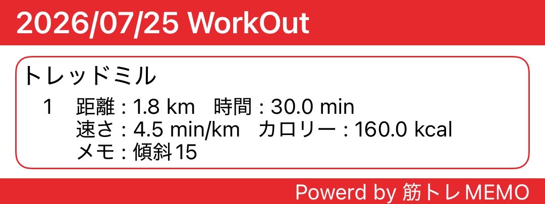 ADozi0518's tweet photo. おはようございます☀️
トレッドミル30分完走🔥
傾斜15・速度4.5。

もう「歩く」というより、
山に呼ばれてる気がした😂

今日も昨日の自分に勝利。
コツコツ積み上げていこう💪

#筋トレ #トレッドミル #有酸素運動 #ボディメイク #ダイエット #adidas #継続は力なり https://t.co/sSeX6AumoX