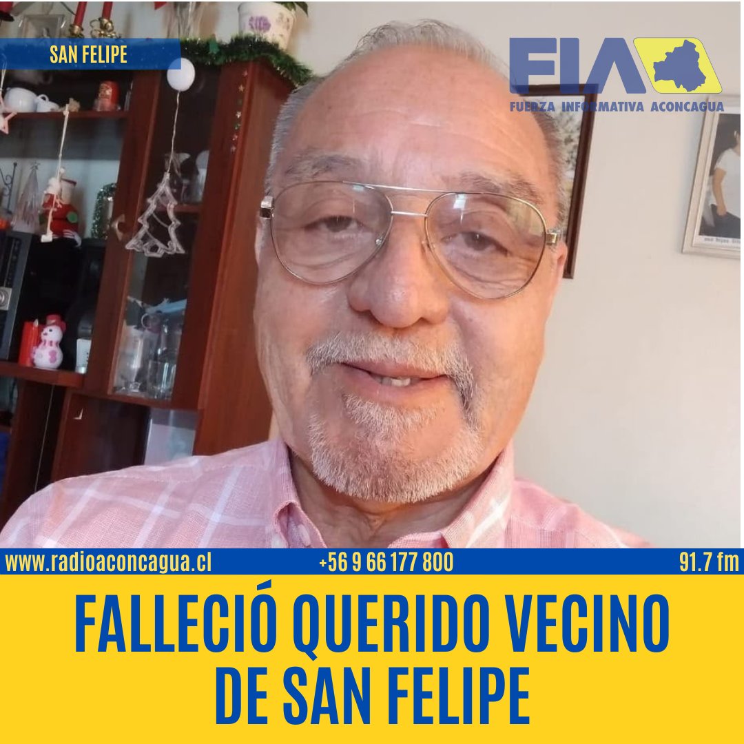 aconcaguaradio's tweet photo. Esta tarde falleció el querido vecino Hugo Cecilio Venegas López, quien estaba internado en el Hospital San Camilo.   Se desempeñó en el BancoEstado. Una vez jubilado, fue Presidente de la Villa El Carmen y de la Unión Comunal de Juntas de Vecinos. https://t.co/6oFUujqPsY