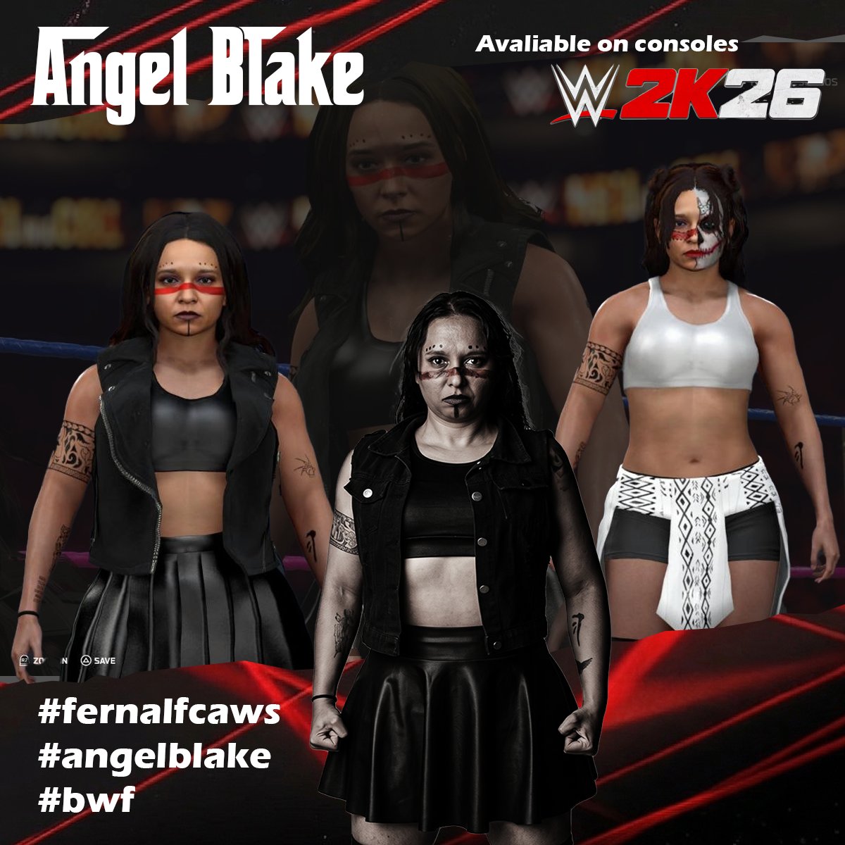 fernalfcaws's tweet photo. NEW! #WWE2K26 Upload to Community Creations! ★ Angel Blake ★
Search Tag → #fernalfcaws, #angelblake , #bwf Available on Xbox Series X/S, PS5 & Switch 2 ★ https://t.co/PioWGrvjxp
