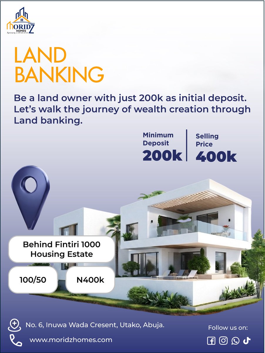 LinusBlase's tweet photo. We are excited to introduce our Land property investment @Yola. Located behind FINTIRI 1000 HOUSING ESTATE YOLA.

You can start investing with as low as 200k initial deposit and spread the remaining payments conveniently.

If you’re interested in this exciting offer! https://t.co/xT6F92WyIo